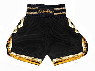 Boxing Trunks, Boxing Shorts : KNBSH-201-Black-Gold